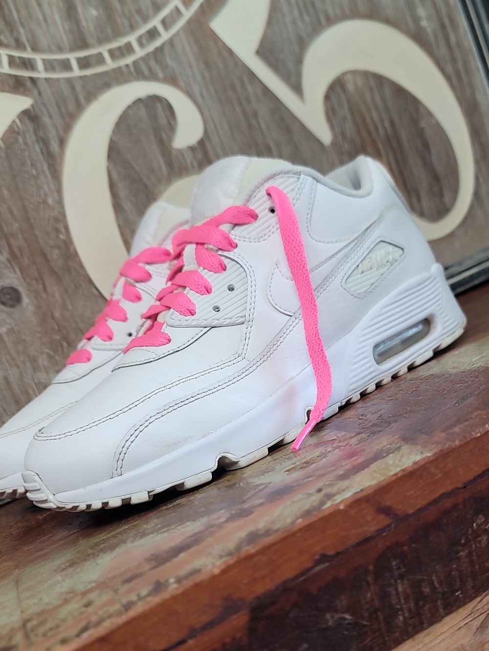 Nike Air Max 90 LTR 'Triple White/Pink' Wmns 7.5 Good Condition, Fast Shipping